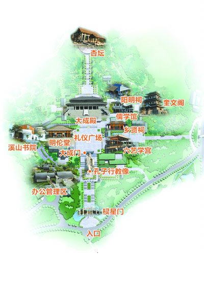 貴陽(yáng)孔學(xué)堂主要建筑景點(diǎn)分布圖