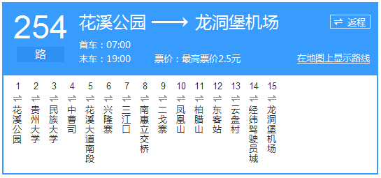 貴陽公交254路路線示意圖