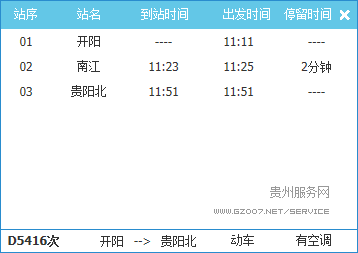 D5416次動車時刻表